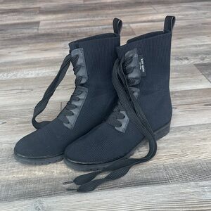 kate spade Black Lace-Up Boots sock feel